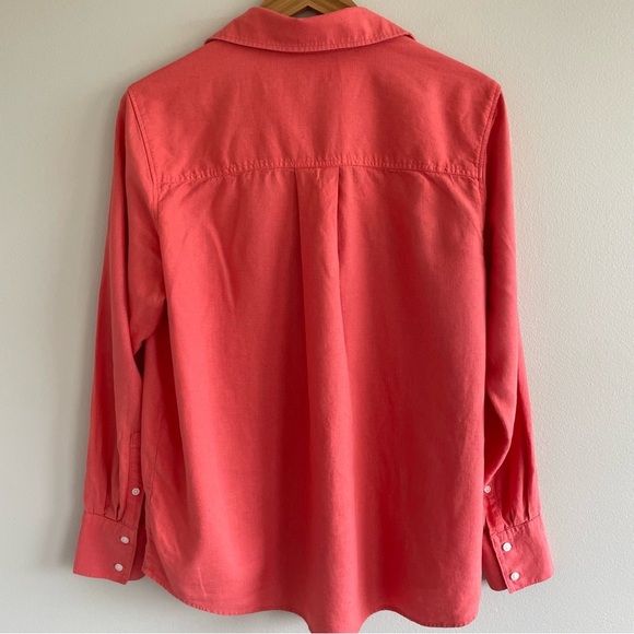 Banana Republic Women's Linen Blend Shirt Deep Coral Size Medium - Picture 3 of 11